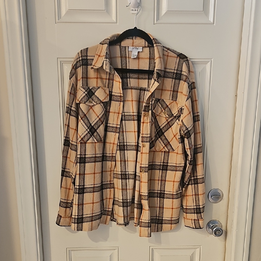 Plaid Button Down Shirt - Tan and Black